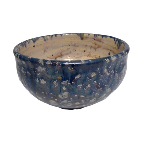 Blue Speckled Drip Glazed Studio Art Pottery Bowl - Picture 2 of 7